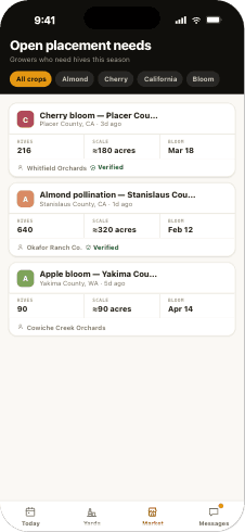The same market on mobile — open placement needs in your pocket